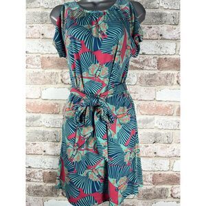 Tracy Negoshian Addisyn Butterfly Dress Cold Shoulder Blue Red Orange Green XS